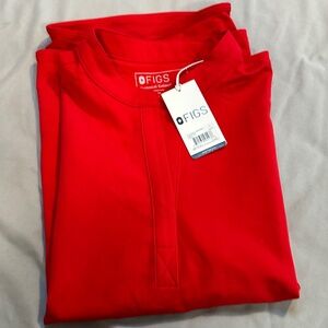 FIGS Rafaela Scrub Top | Pop of Red | NWT | Size L